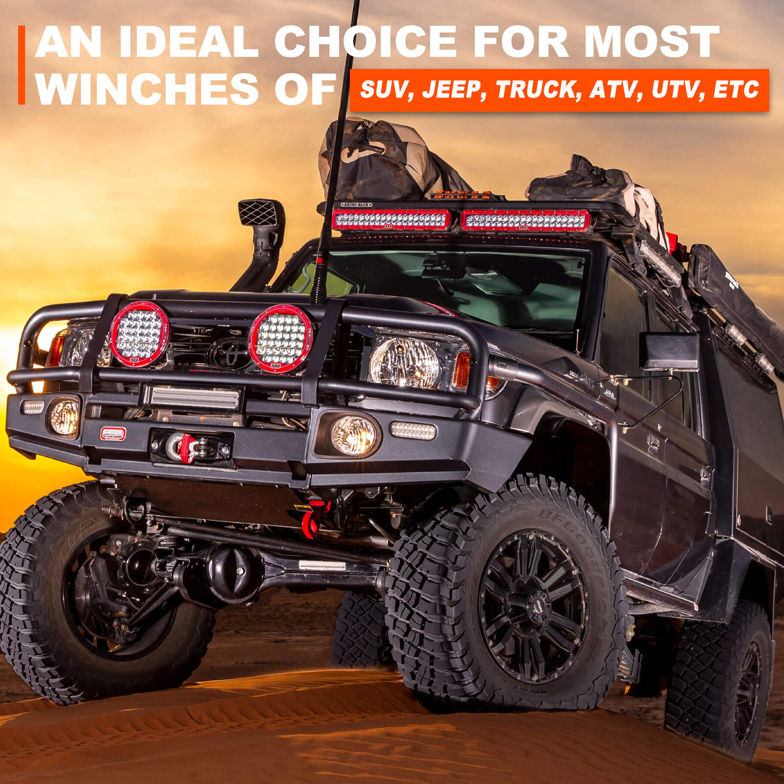 1/2"x100ft 32000lbs Synthetic Winch Rope Winch Line Cable Recovery 4WD ATV SUV