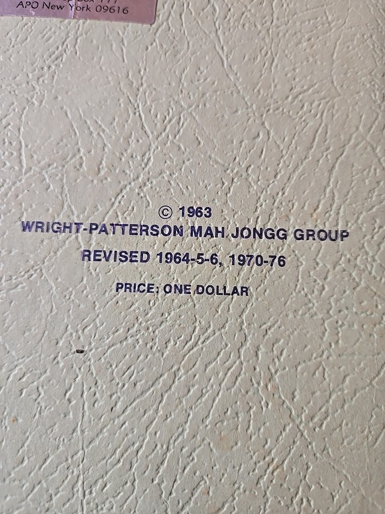 1976 Wright- Patterson Mah Jongg Rule Book