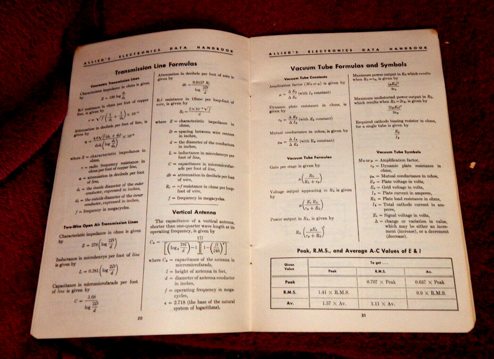 Vintage 1956 Allied's Electronics Data Handbook