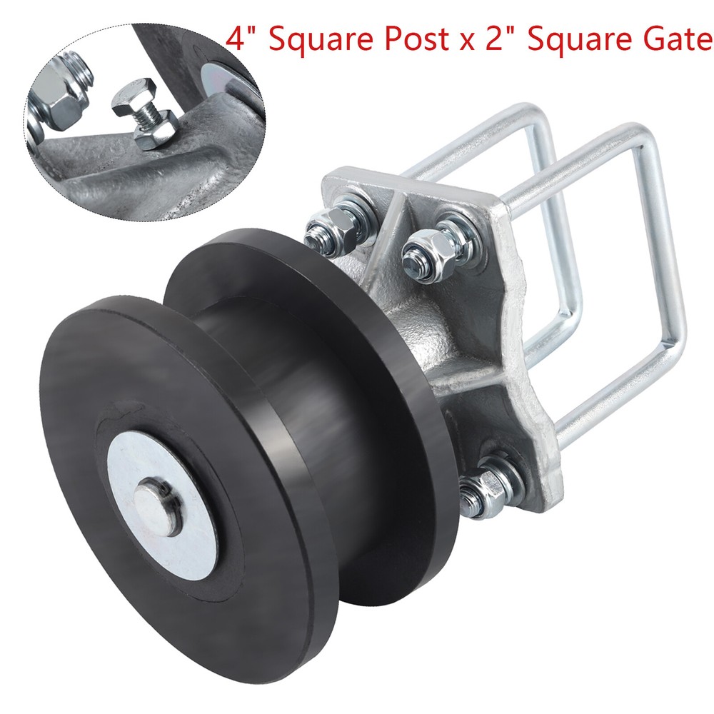 4" Square Post x2" Square Gate Premium Nylon Cantilever Roller Gate Roller Black