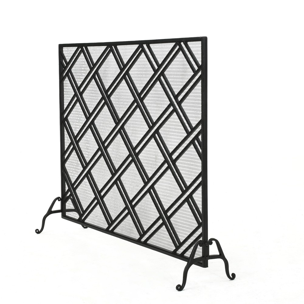 Josette Contemporary Single-Panel Iron Fireplace Screen,