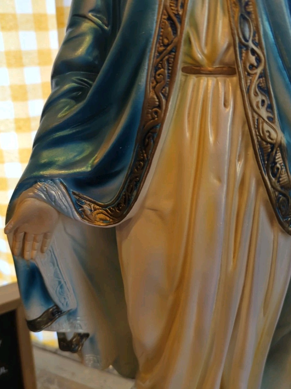 Beautiful Older Plaster Chalkware Statue of Mary, Our Lady of Grace, 26 1/4" T