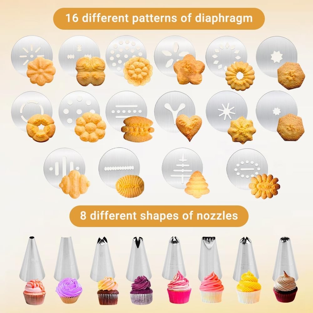 Professional Churro Maker Machine with 16 Discs & 8 Nozzles Cookie Press