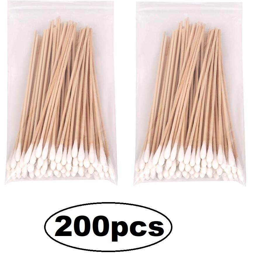 Lot of 200 6" Swabs Cotton Tipped Stick Applicator Single Tip (Wooden Handle)