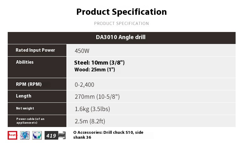 Angle Electric Drill Hand Drill Elbow Angle Drill Electric Driver 90 Degrees