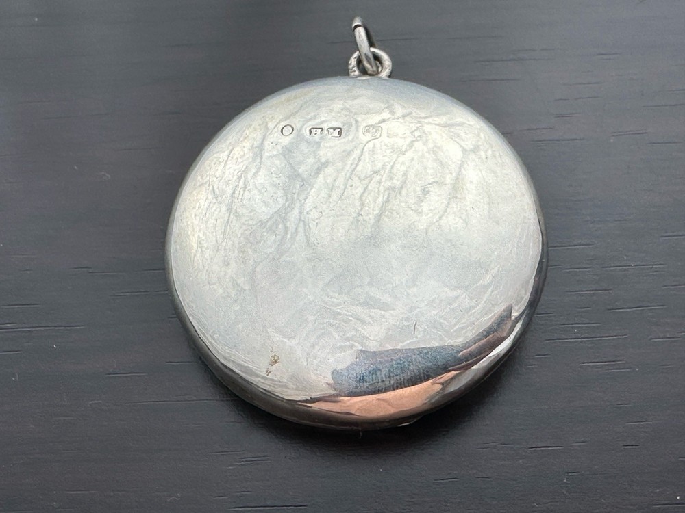 Antique Solid Silver Enamel Rouge Box c.1924