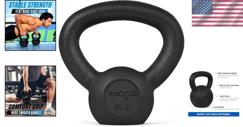 Ergonomic 5-80 Lb Cast Iron Kettlebell Set for Optimal Workout Performance