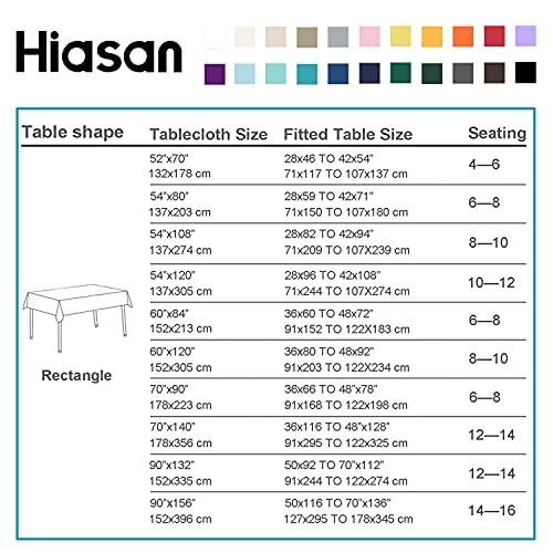Rectangle Tablecloth - Waterproof Spillproof and 70" x 52" (Rectangular) White