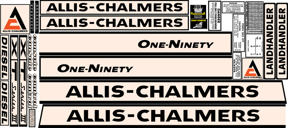 Allis Chalmers 190 XT Series 3 Late Model Complete Decal Set