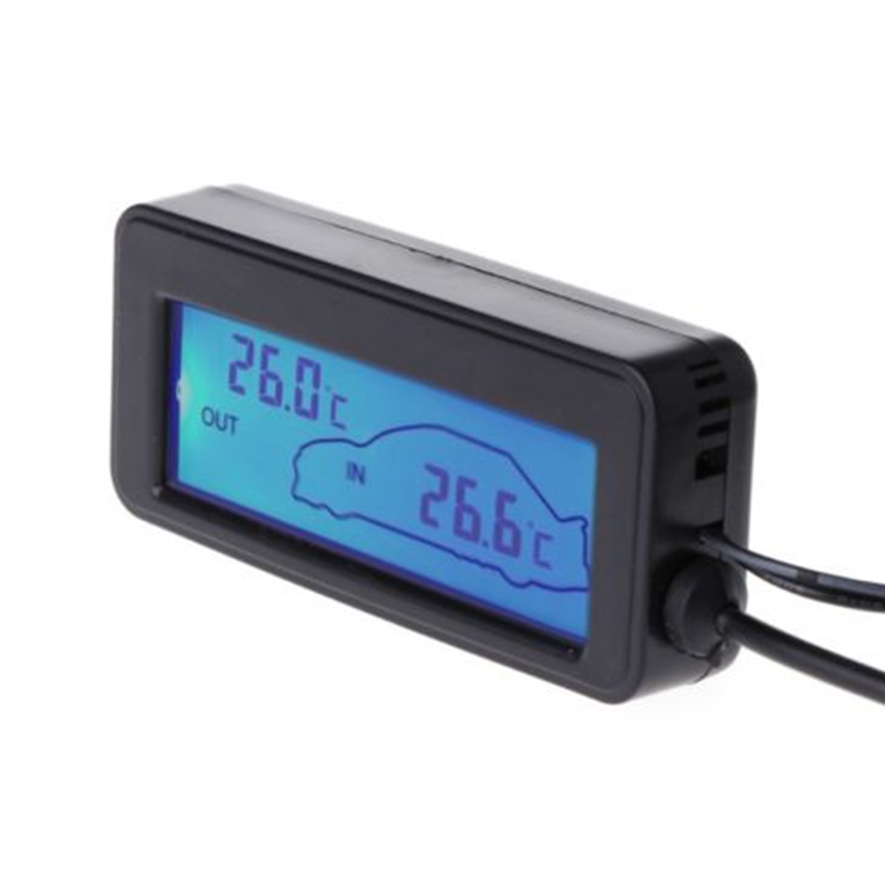 CAR THERMOMETER INDOOR & OUTSIDE TEMPERATURES - 1.5M CABLE & LCD Digital DISPLAY