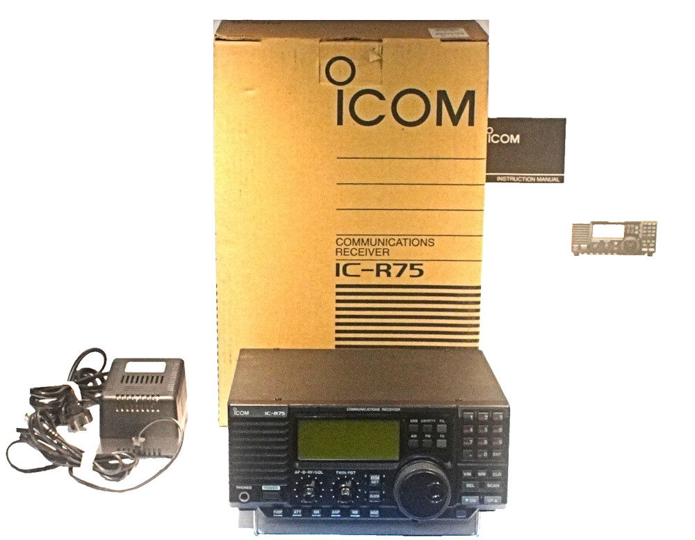 Icom IC-R75 .030 - 60.0 MHz Shortwave Radio Receiver in Original Box + AD-55A