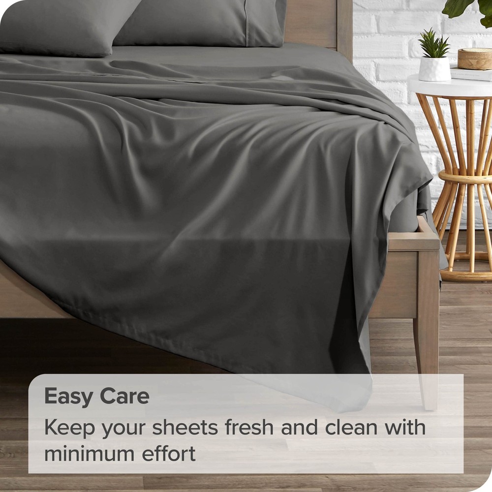 Kitchen Queen 5 Pack Queen Flat Sheets Ultra Soft Microfiber Grey 90x102