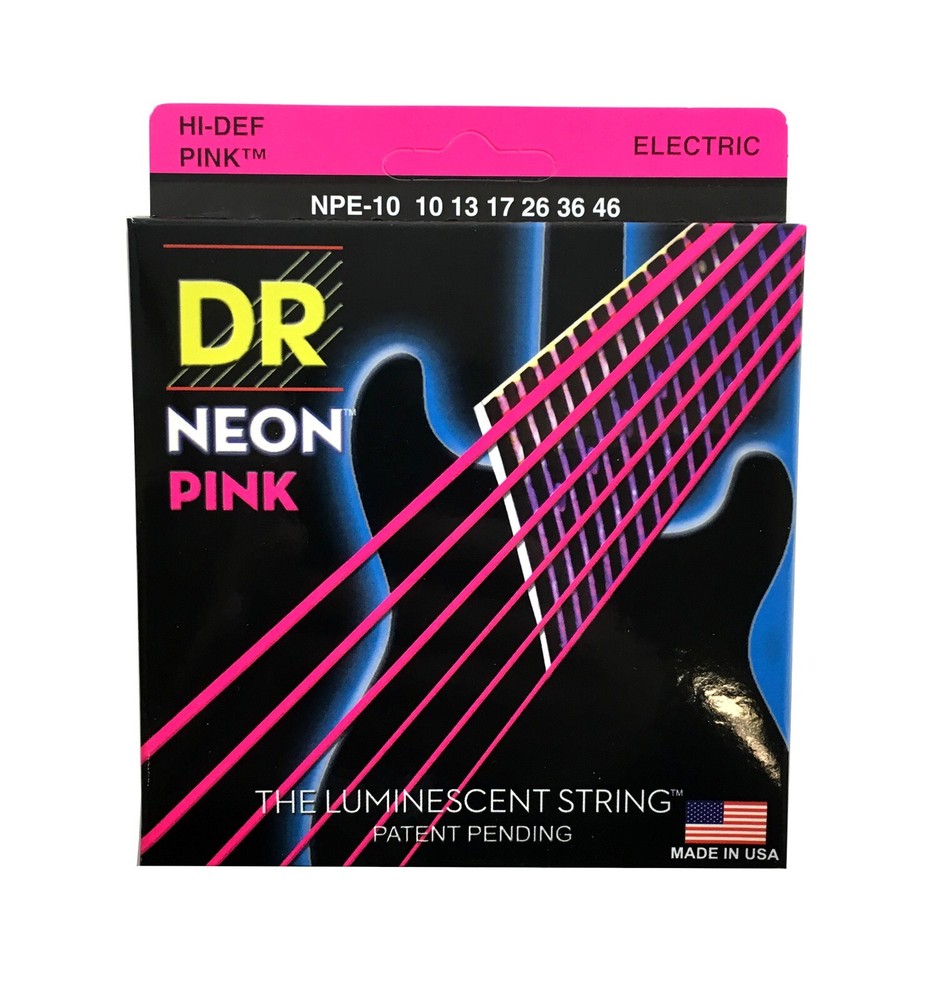 DR Strings Guitar Strings Electric Neon Pink 10-46 Medium