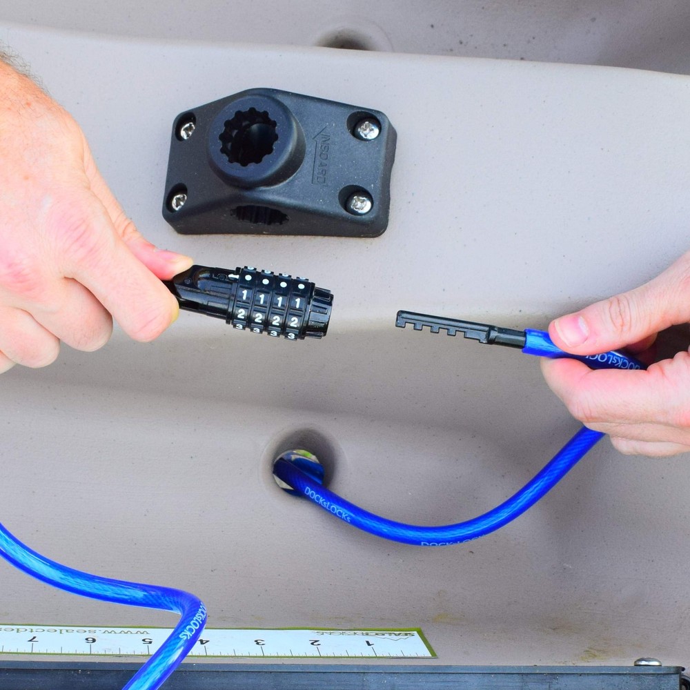 DocksLocks Weatherproof Straight Security Cable Lock (5ft to 25ft 10ft, Blue