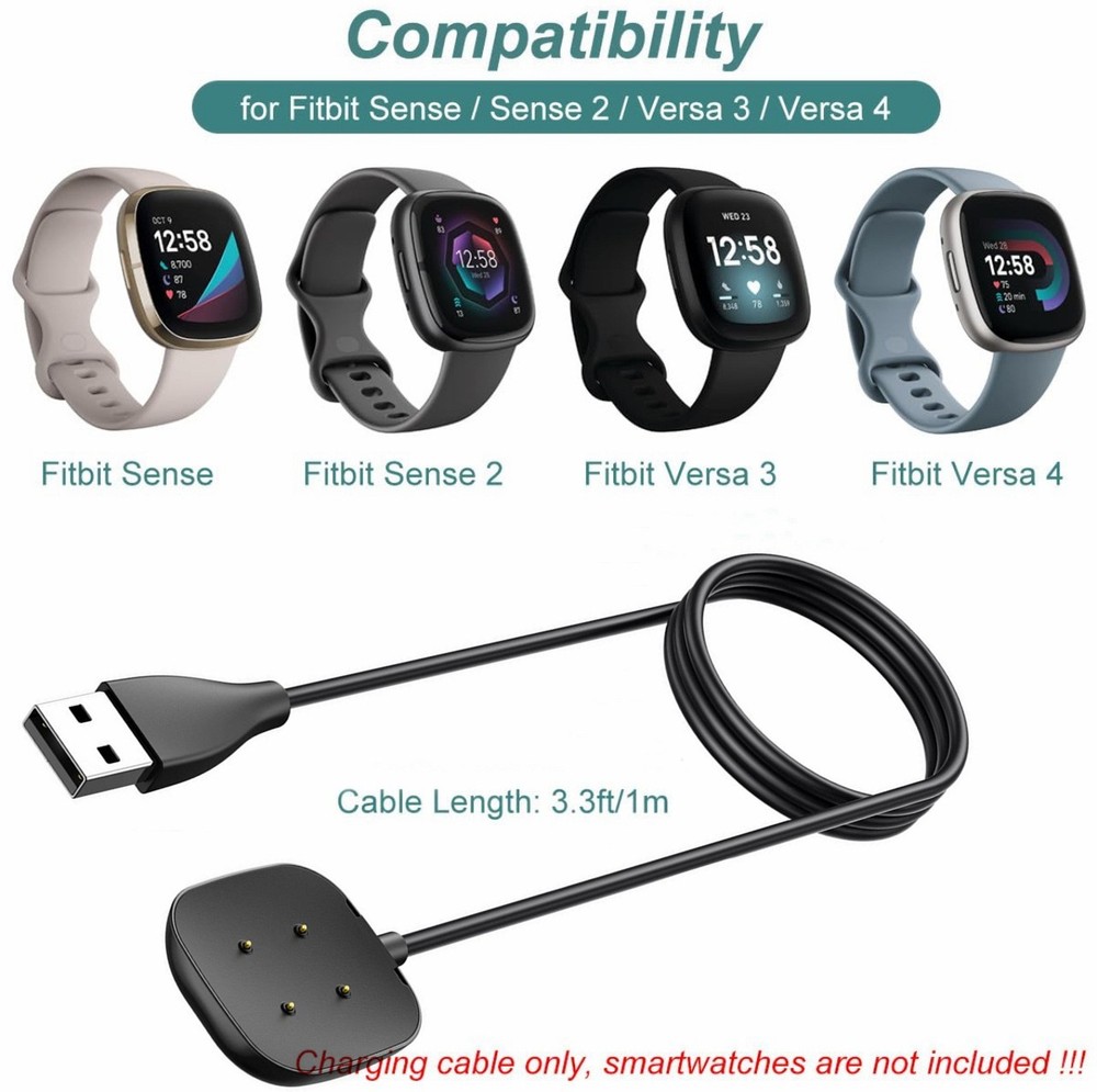 New Fitbit Sense Versa 3 Versa 4 Watch USB Fast Charging Dock Cable