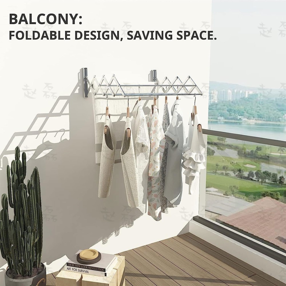 Wall Mounted Clothes Drying Rack Stainless Steel Retractable Laundry Drying Rack