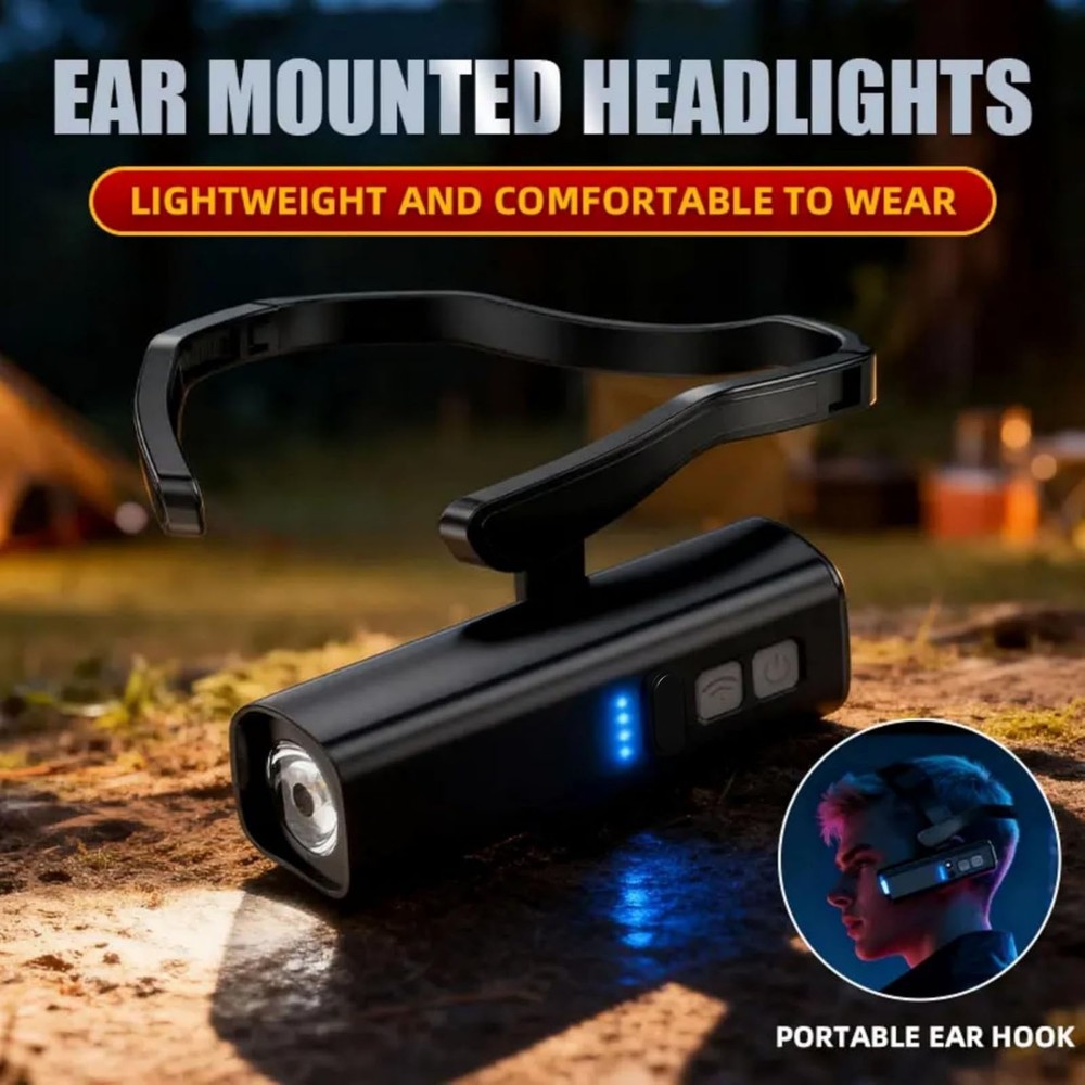 Ear Hook Headlight Rechargeable Motion Sensor for Camping DIY Night Hiking