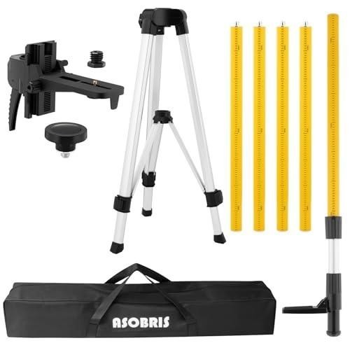 Asorbris 12 Ft./3.7M Professional Laser Level Pole with Tripod and Yellow