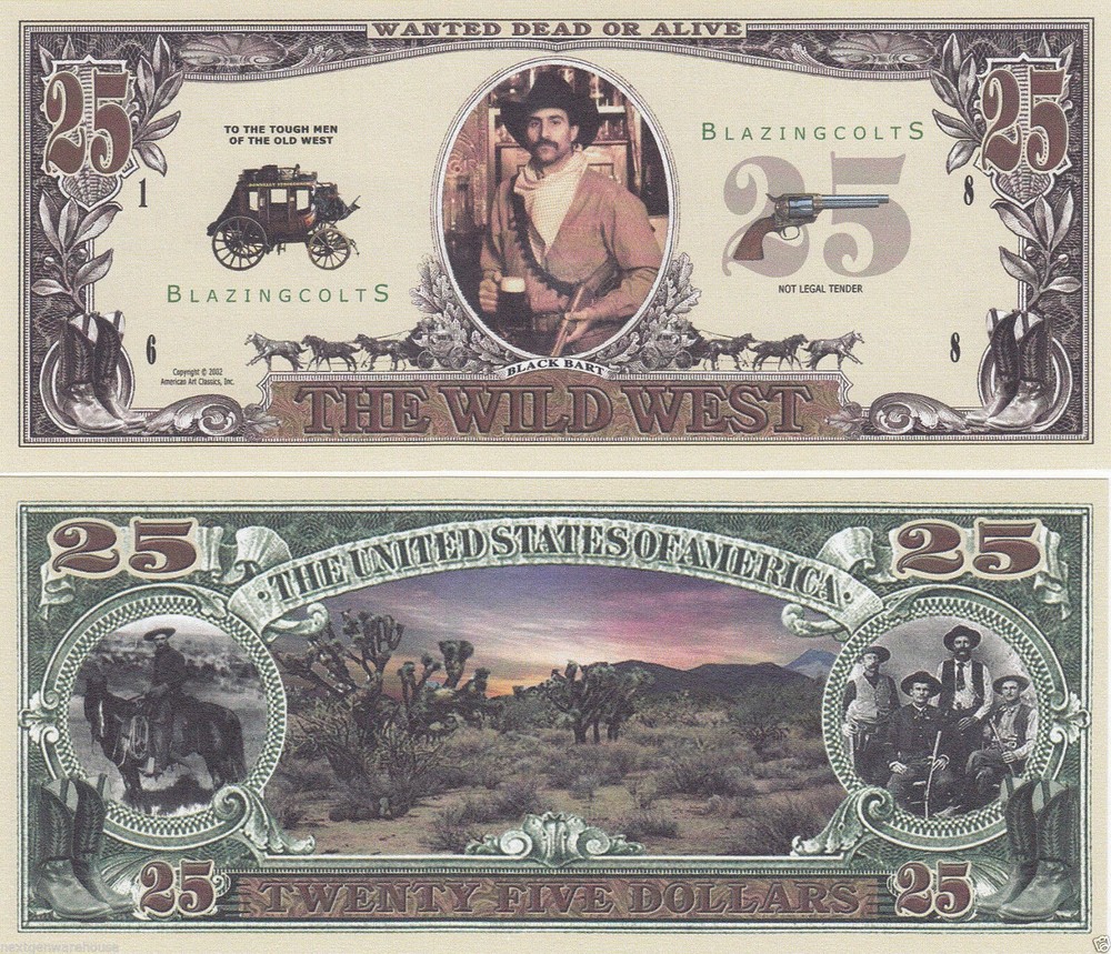 Pack of 50 - Wild, Wild West Bill Collectible Novelty Dollar Bill