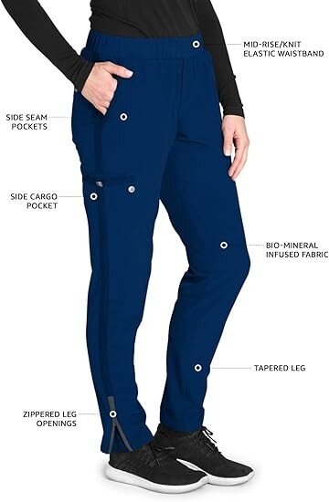 BARCO ONE WELLNESS CARGO SCRUB PANTS #BWP505 IN NAVY, ROYAL STEEL, ALL SIZES NWT