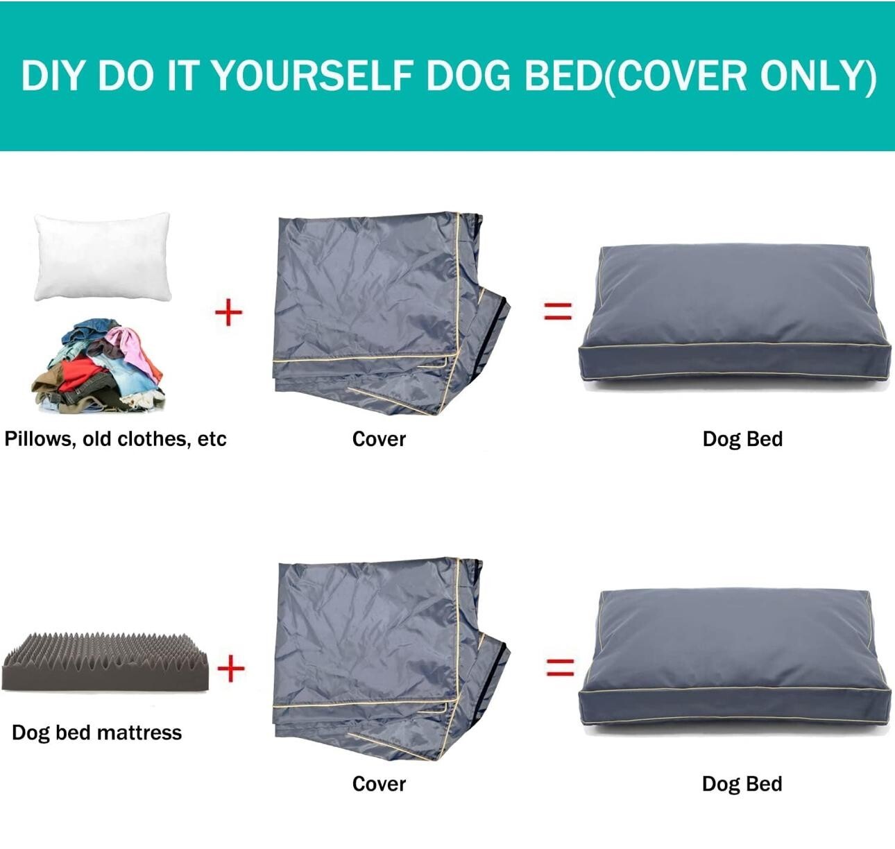 Premium Dog Bed Cover 36L x 27W x 4H Inch, Dog Bed Cushion Cover Washable