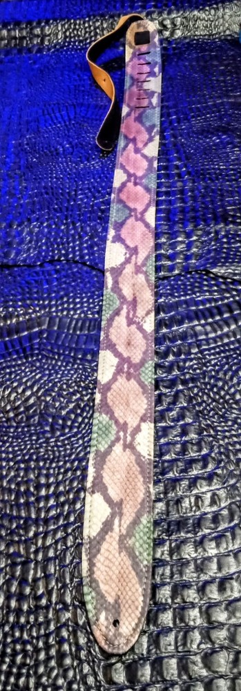 genuine Python snakeskin Soft Suede leather Dyed camouflage colors guitar strap