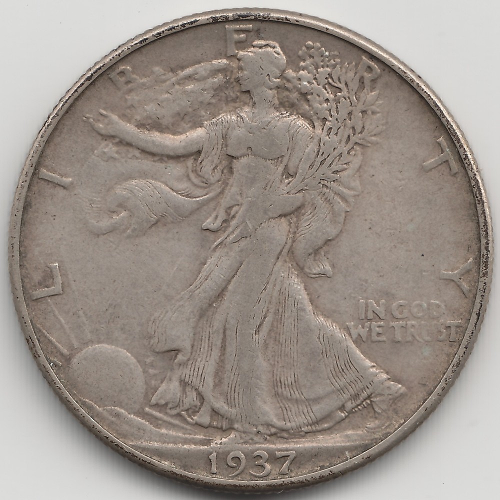 1937 D Walking Liberty Half Dollar, XF