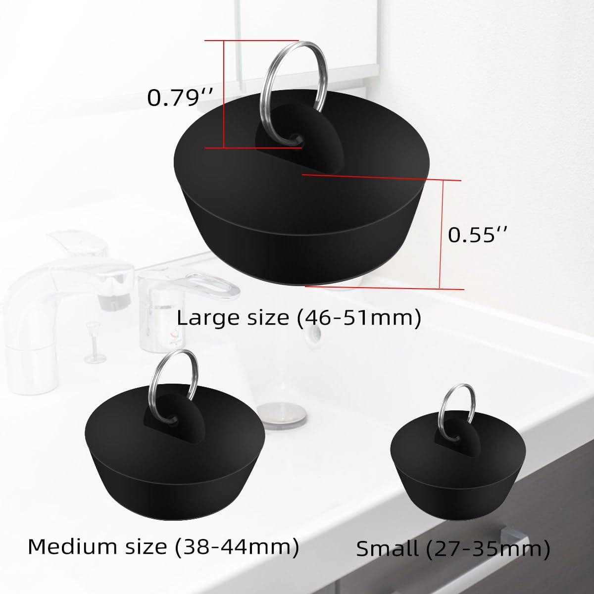 3 Pieces Drain Stopper Tub Stopper for Kitchen Bathroom Bar Rubber Bathtub Sink