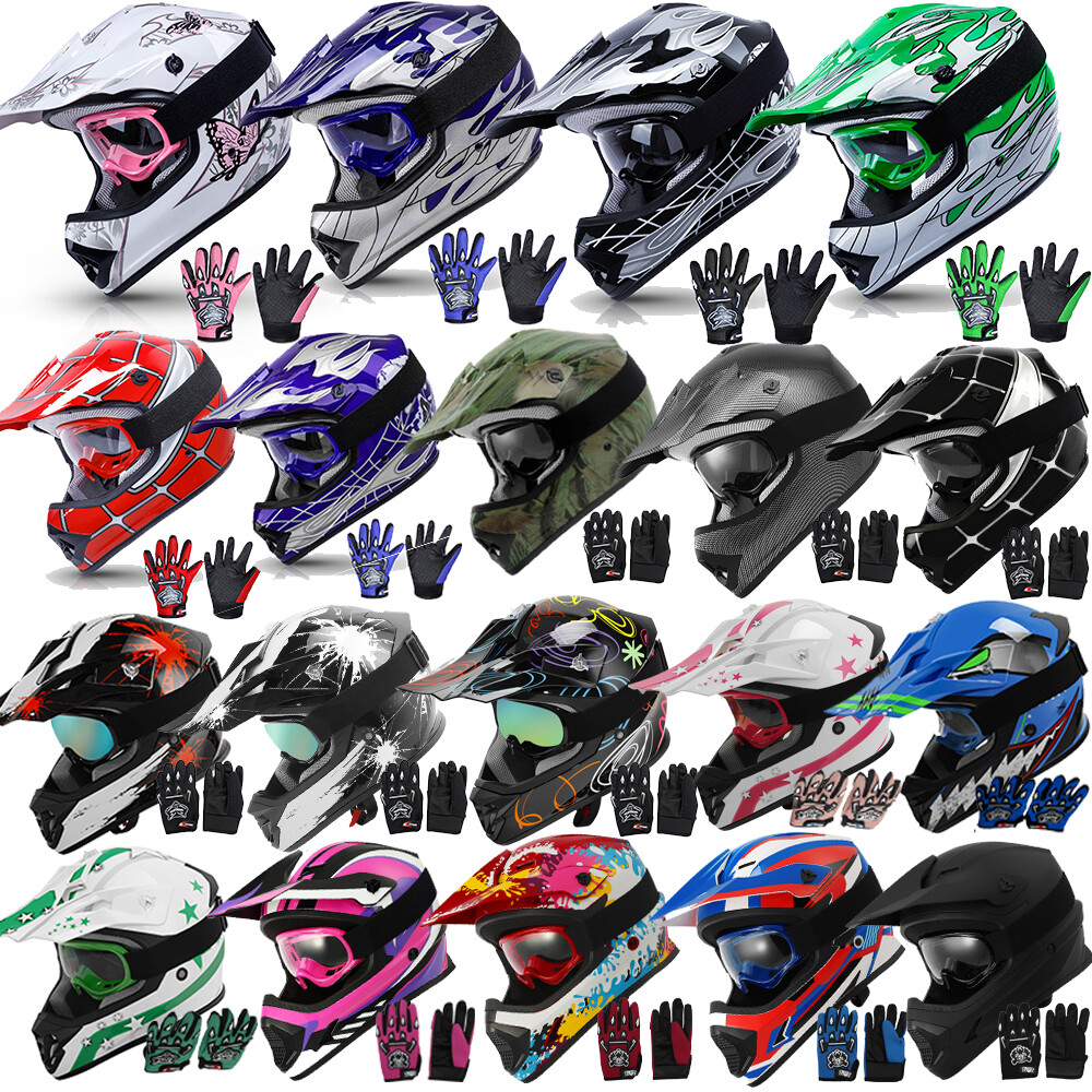 DOT Youth Kids Motorcycle Helmet Off-Road Dirt Bike Street Racing ATV UTV S-XL