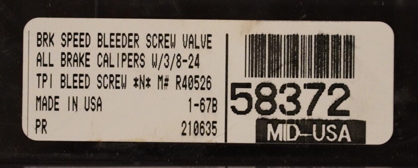 Speed Bleeder Screw Check Valve 3/8-24 For Front Rear Brake Caliper 58372