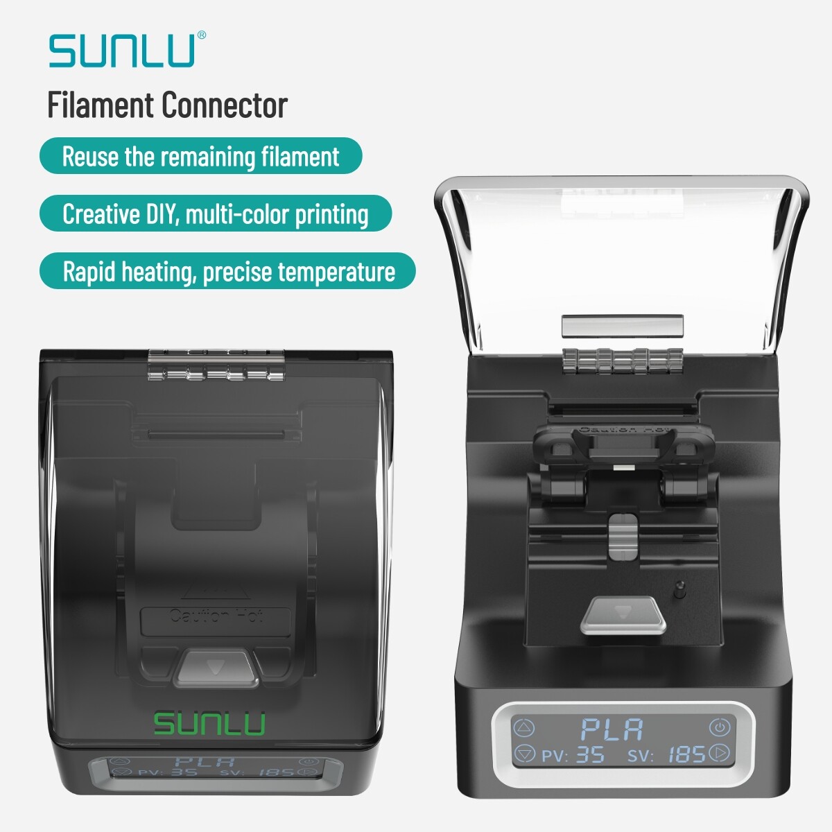 SUNLU 1.75mm Filament Connector Easy Operate Suit for PLA/PETG/ABS/PCL Filaments