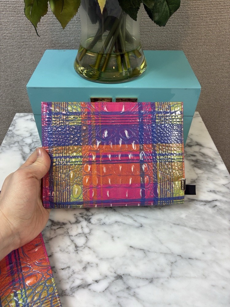 Brahmin Multi Assorted Plaid Croc Embossed Leather NWT Journal Notebook