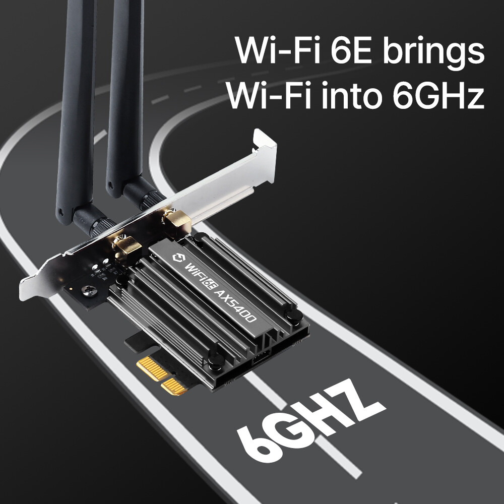 AX5400 WiFi 6E PCIe Card for Gaming Desktop 5400Mbps Tri-Band Bluetooth 5.3 6GHz