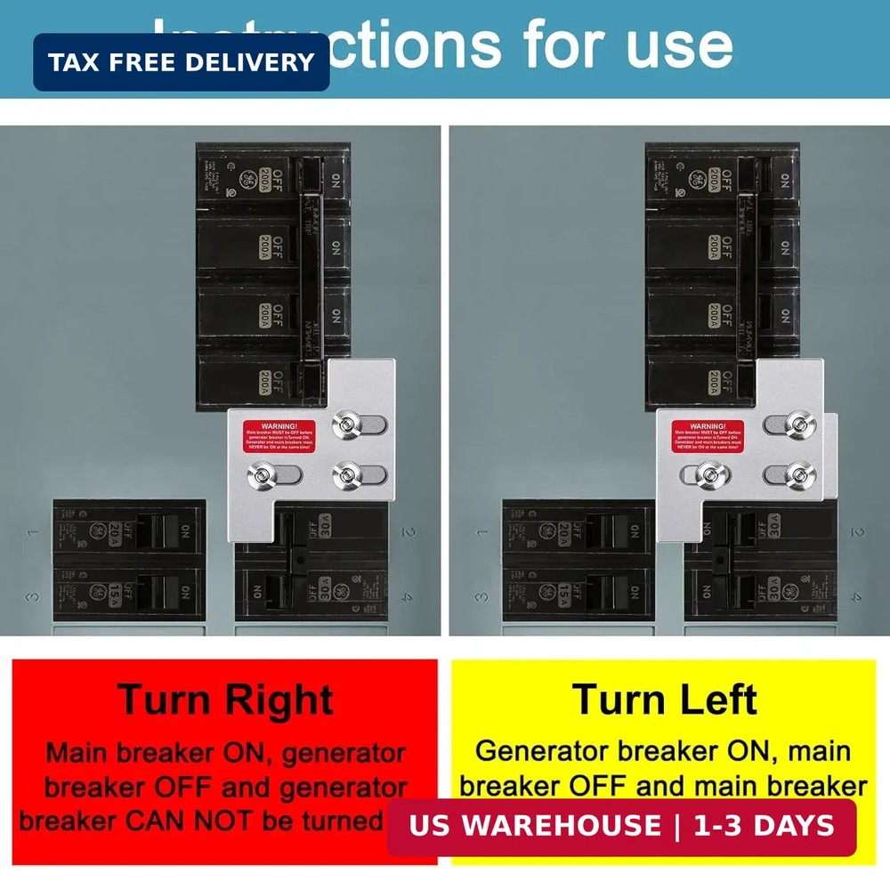 Generator Interlock Kit Compatible with General Electric GE 150 or 200 Amp Panel
