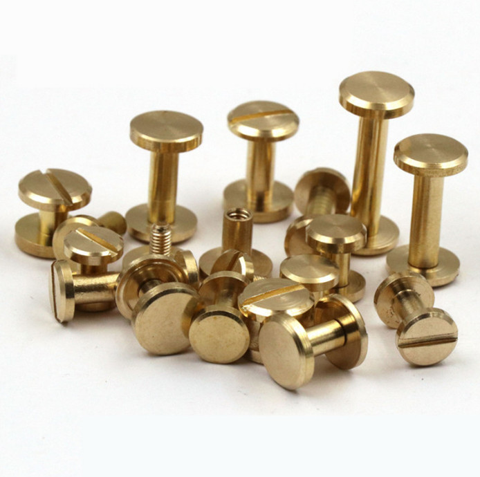 5Pcs Brass plane Button Stud Screw Nail Rivet Screw Back Leather Belt Accessory