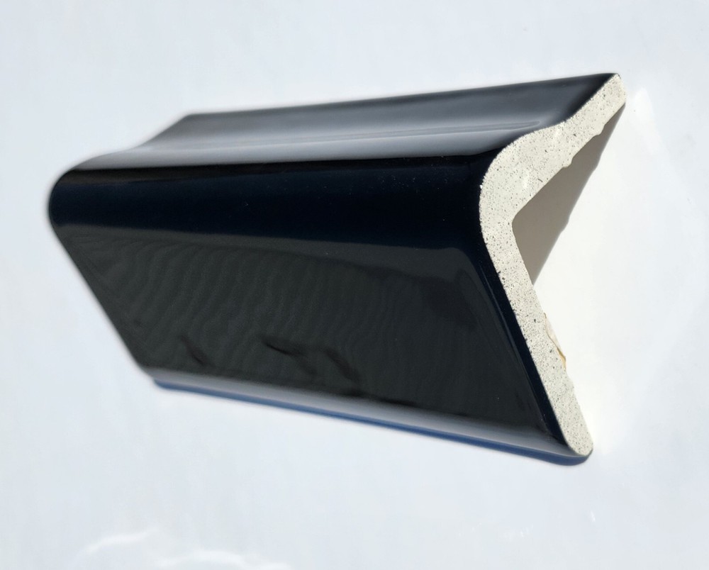 Glossy Black V Cap Ceramic Tile Countertop And Corner
