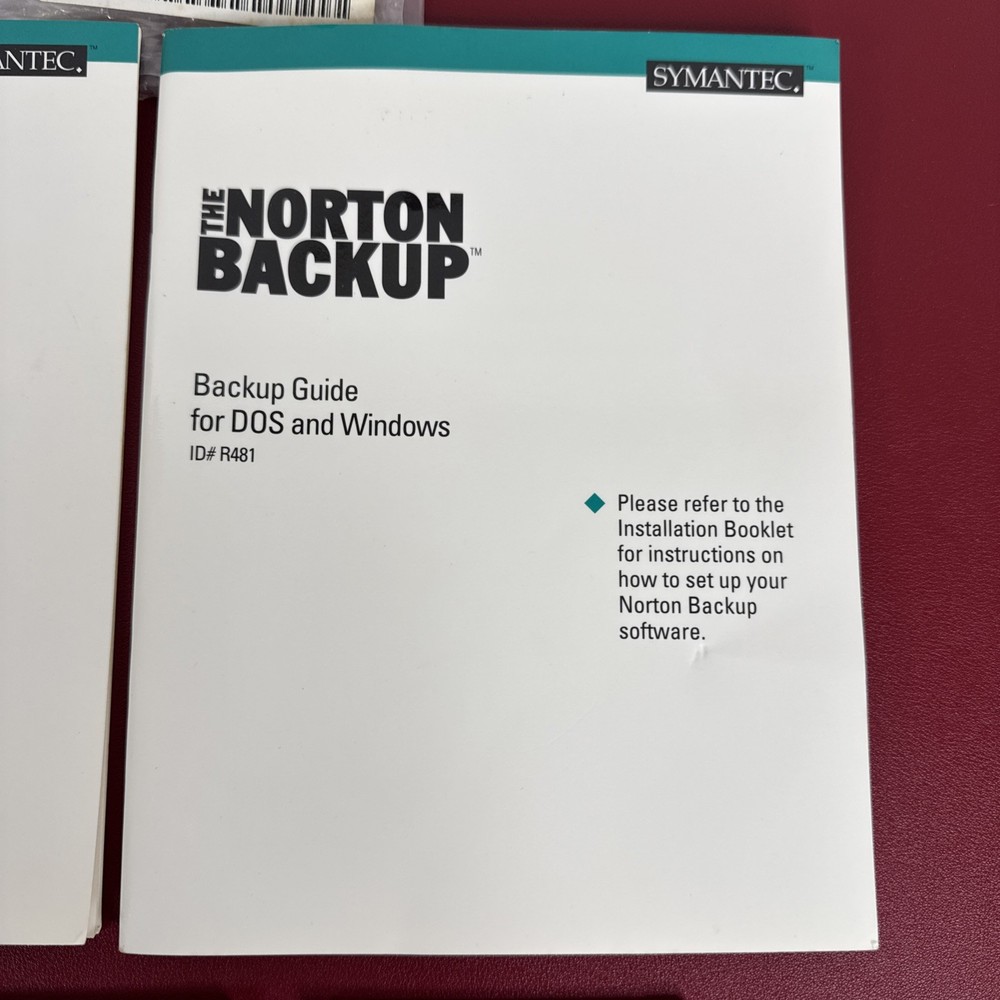 Symantec Norton Backup for Wndows DOS IBM Software 3.5" Disk