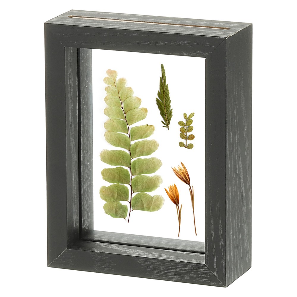 Wooden Pressed Flower Frame 4x5Inch Rectangle Floating Frame Black