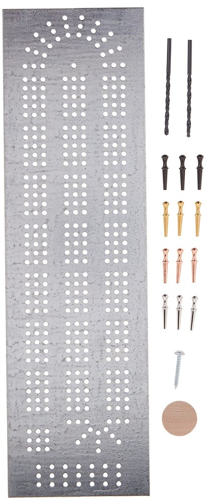 484 Cribbage Board Template 3 Lane Starter Kit with Pegs and Drill Bits