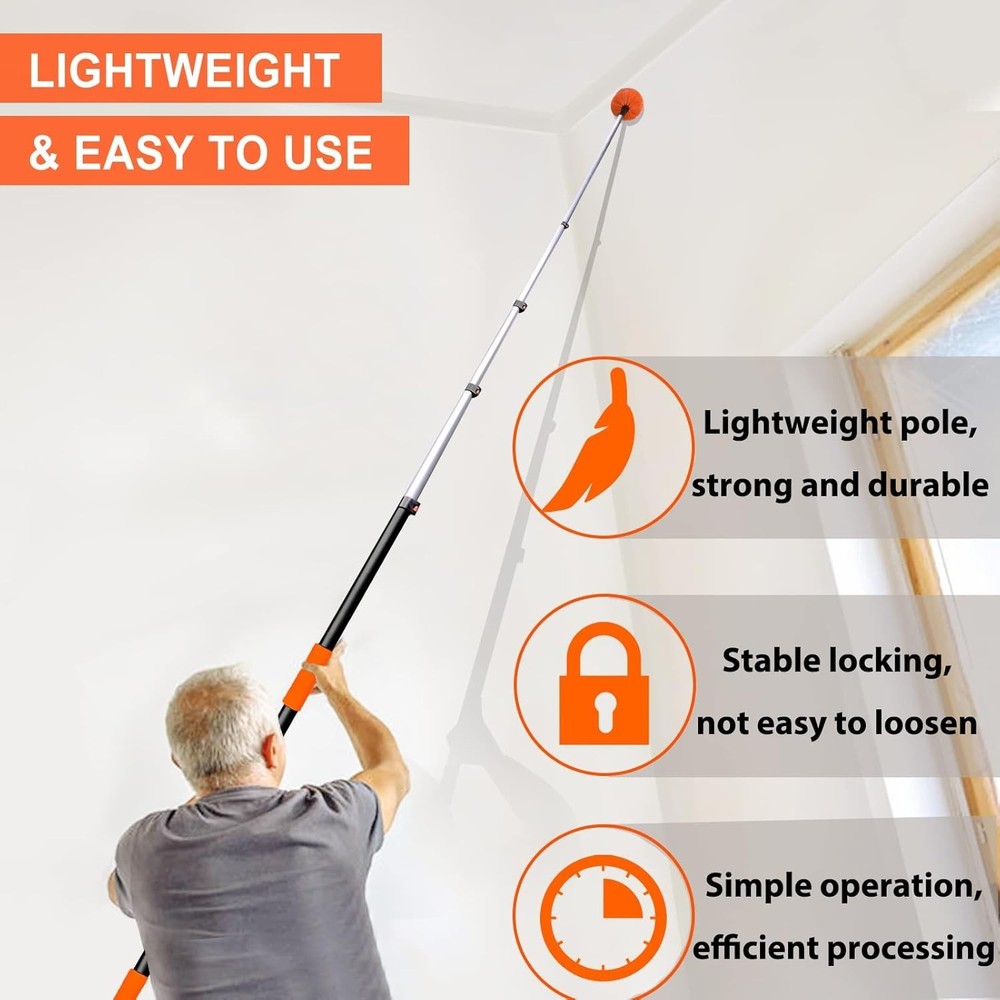 Extendable Cobweb Duster 26FT - Lightweight Aluminum Pole, Scratch-Free