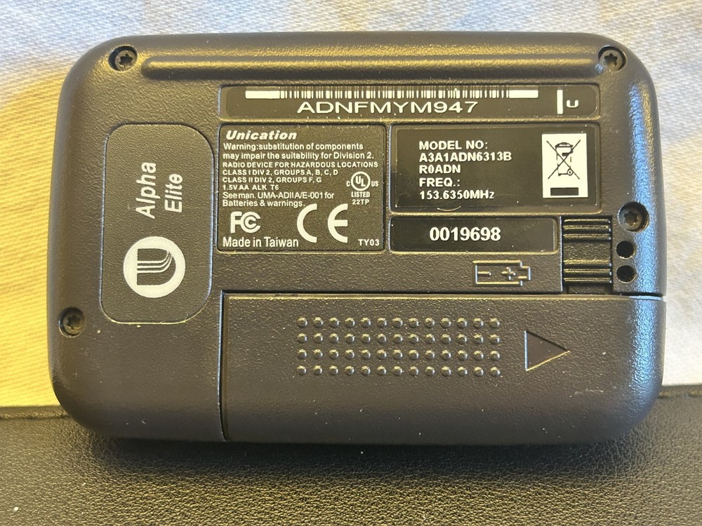 Alpha Elite Unication Numeric Pager Beeper- Model No. A3P1ADN2313B - Untested