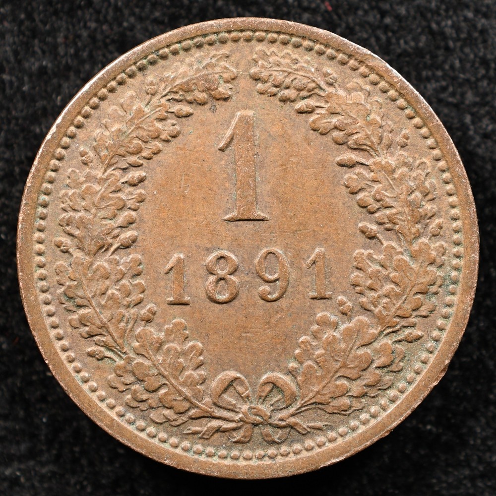 Austria 1 Kreuzer 1891, Coin, Inv#I649