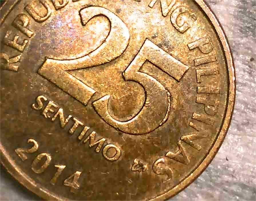 PHILIPPINES 25 SENTIMO 2014 DOUBLE DIE ERROR