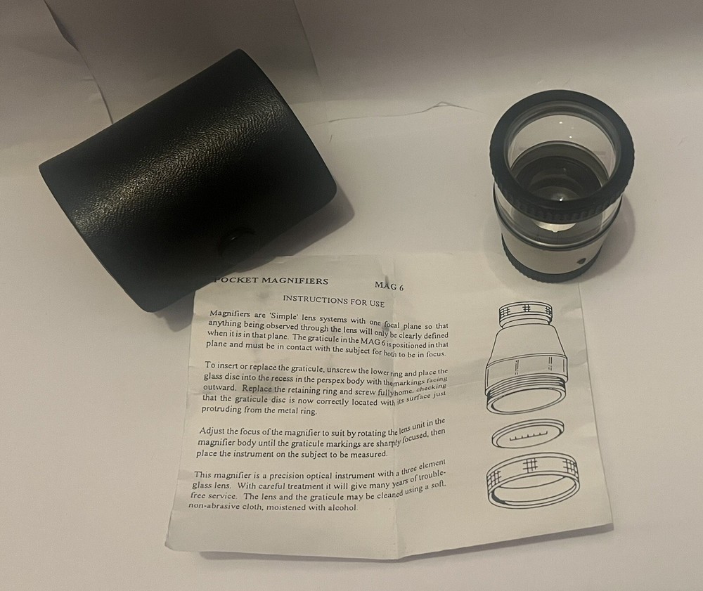 Vintage Engineer / Draughtsman Pocket Magnifier - in Case