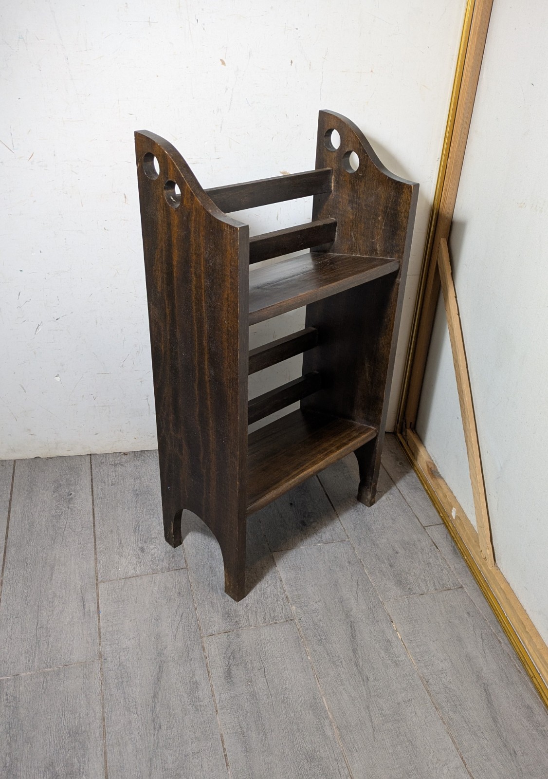 Vintage Mission Arts & Crafts Small Wood Bookcase Bookshelf 2-Tier Stand R87