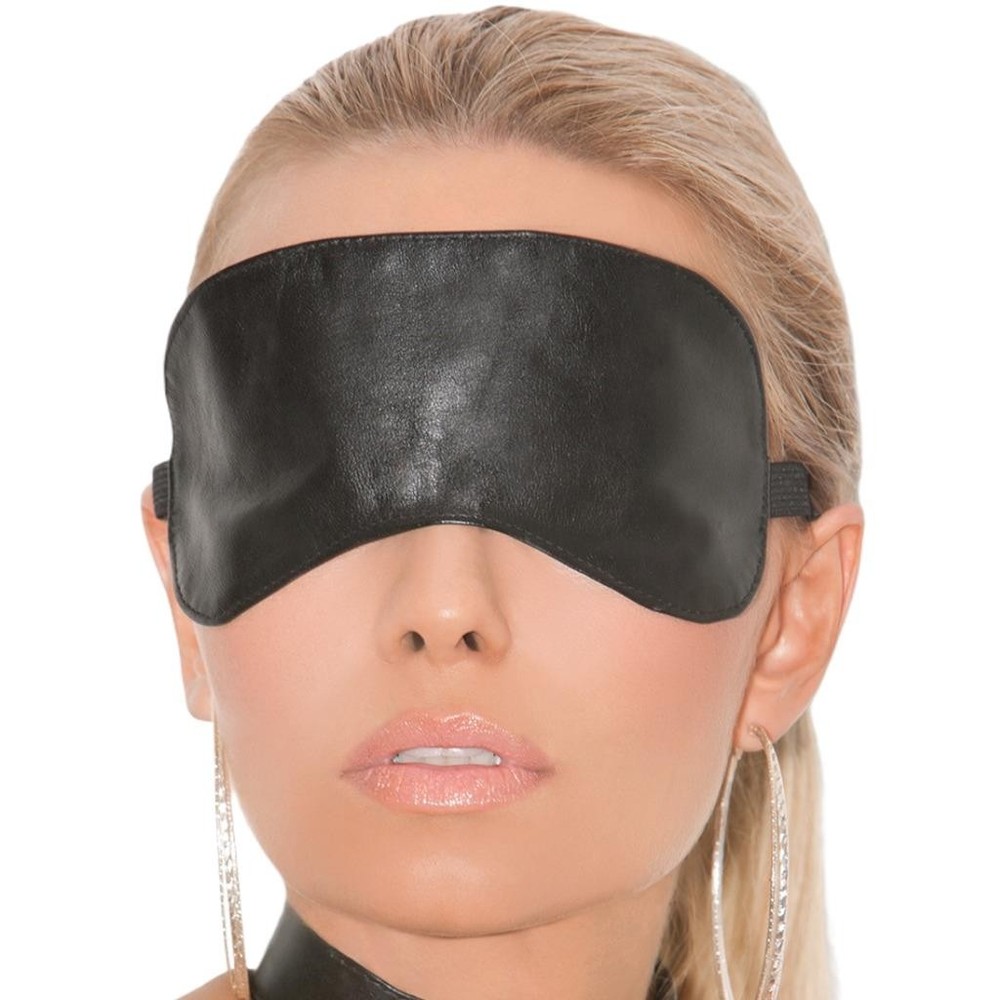 Soft Leather Blindfold Adjustable Elastic Strap Sleep Mask Black L9152