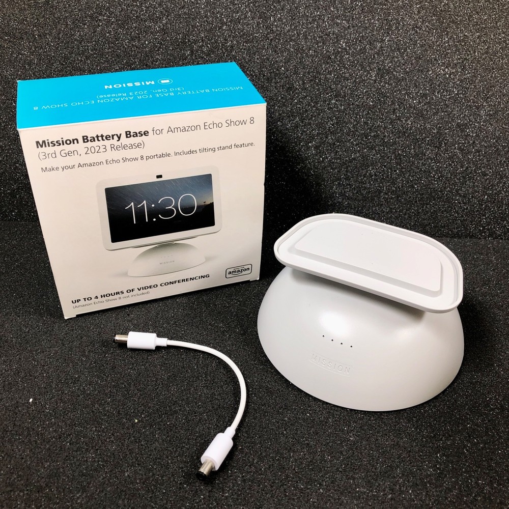Mission Battery Base for Amazon Echo Show 8 3rd Gen - White