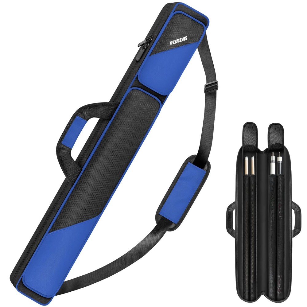 Pool Cue Case 2x2 with Zipper Pockets Sturdy Polyester with Shoulder Strap