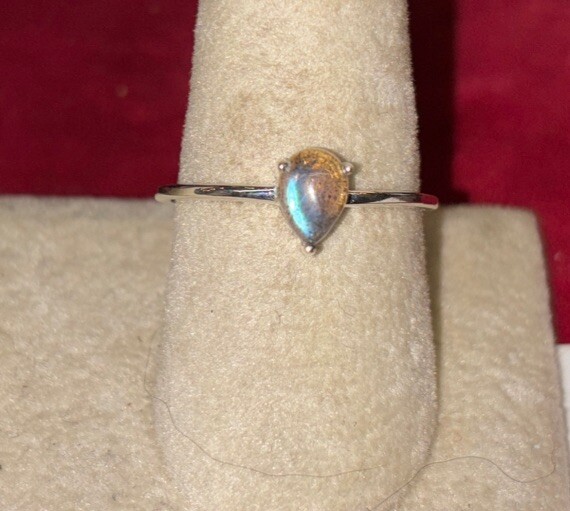 sterling silver stackable ring Size 6 Labradorite