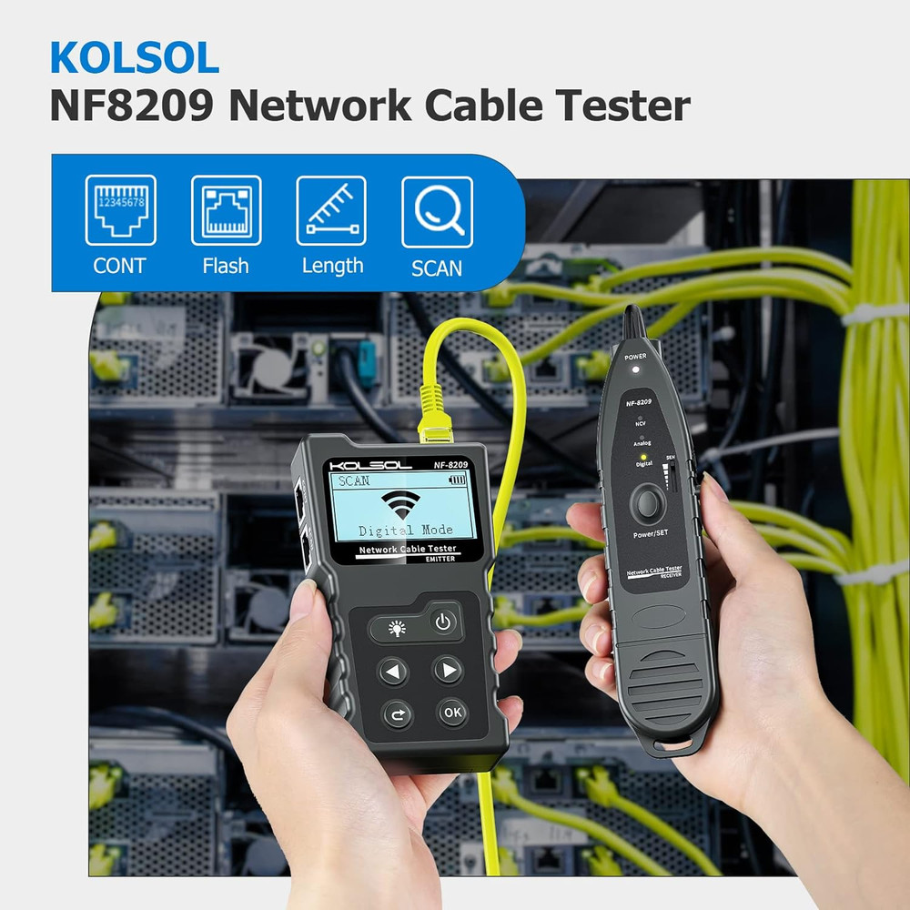 Network Cable Tester, Poe Cable Tester for Cat5E/Cat6/Cat6A, Ethernet Network Te